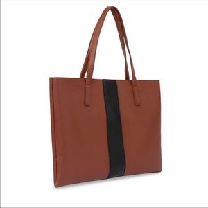 Brown Faux Leather Tote - NWOT